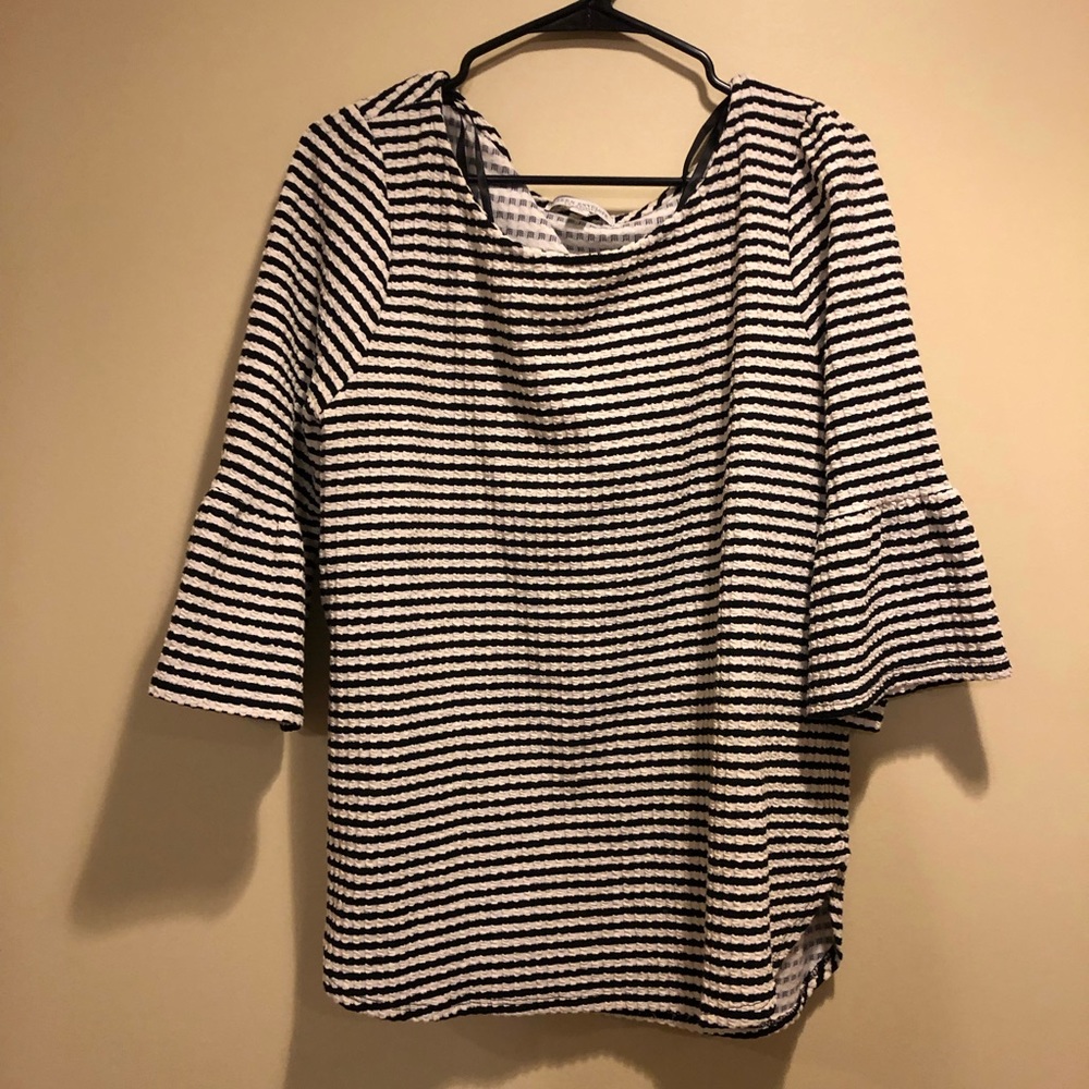 Green Envelope 3/4 length sleeve striped crewneck shirt size 1X